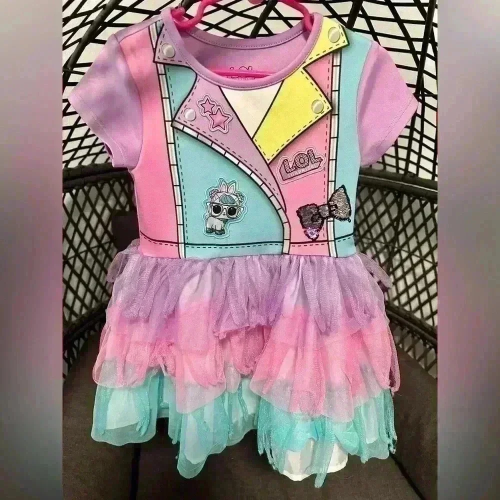 LOL Surprise Exclusive Short Sleeve Graphic Tutu Cosplay Dress Girls